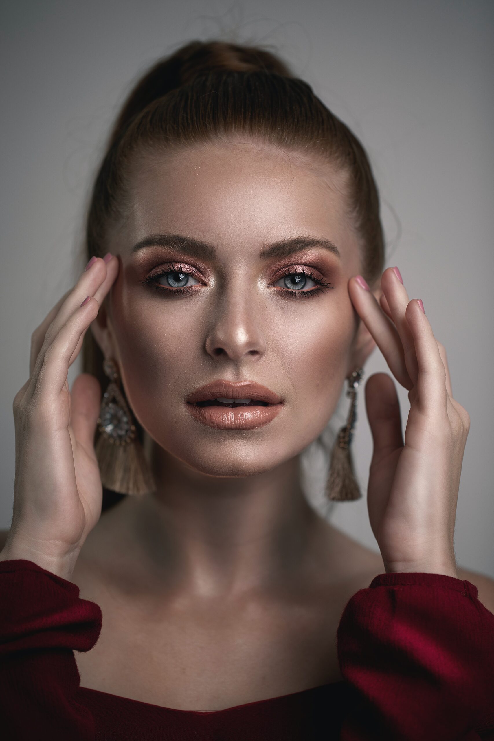 Woman in Red Off Shoulder Shirt