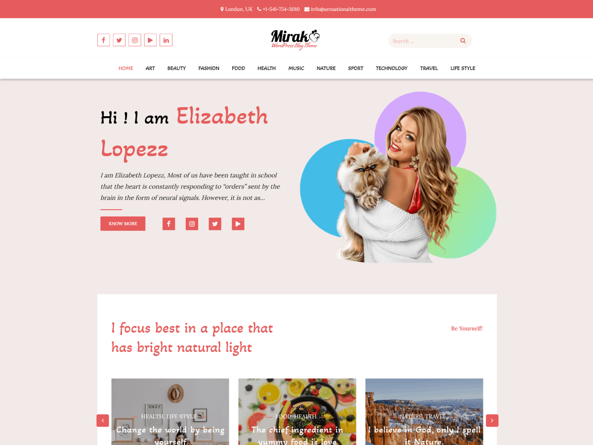 Mirak Pro – WordPress Personal and Blog Theme